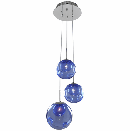 Kalco Meteor 3 Light Pendant 309540CH/SAPPH