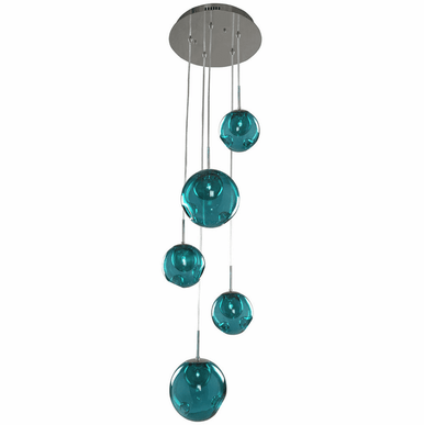 Kalco Meteor 5 Light Pendant 309541CH/AQUA