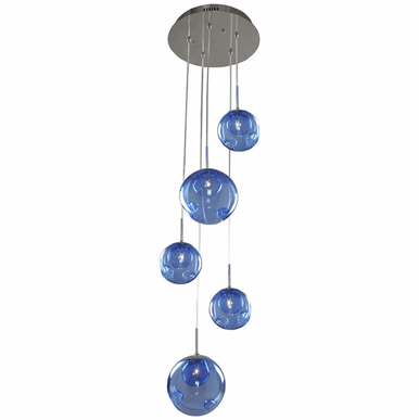 Kalco Meteor 5 Light Pendant 309541CH/SAPPH