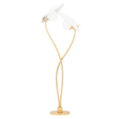 Hudson Valley Lighting Frond Floor Lamp in GOLD LEAF/TEXTURED ON WHITE COMBO KBS1749401-GL/TWH