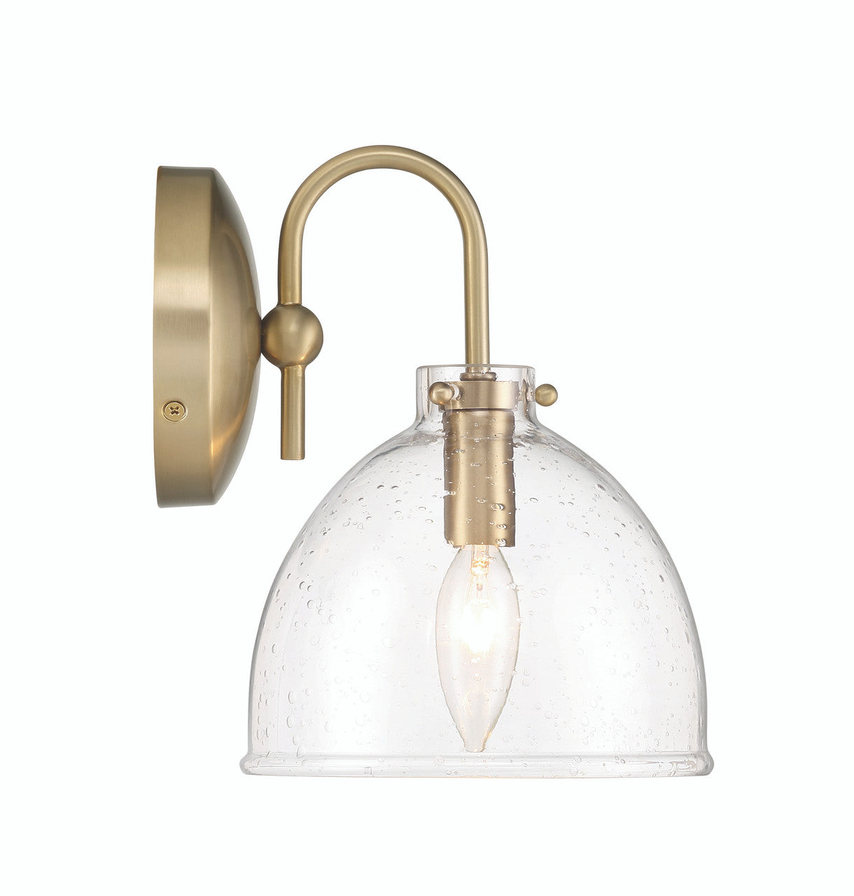 Lumanity Lighting Quinn Seeded Glass 7" Dome Antique Brass Wall Sconce Light in Plated Antiqued Brass  L050-0001