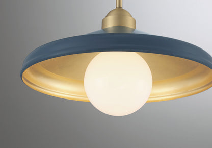 Lumanity Lighting Brooks Matte Navy 14" Semi-Flush Mount Ceiling Barn Light in Painted Matte Navy, Gold Leaf, Satin Brass    L090-0049