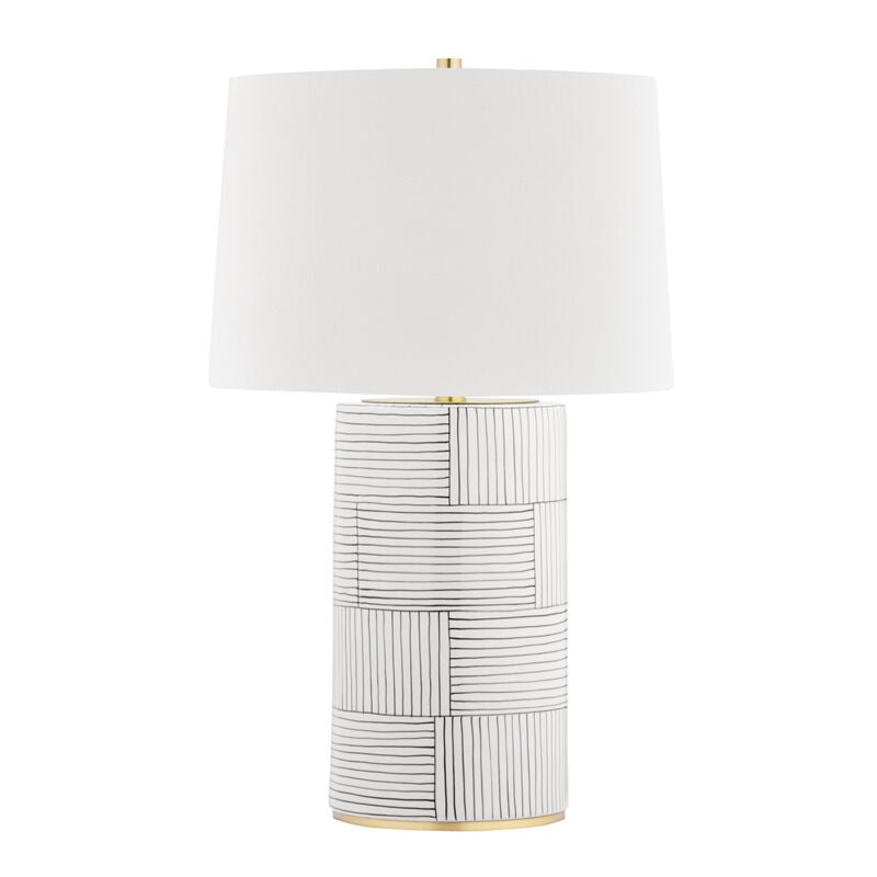 Hudson Valley Lighting Borneo Table Lamp in Aged Brass/stripe Combo L1376-AGB/ST