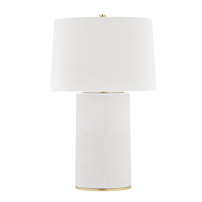 Hudson Valley Lighting Borneo Table Lamp in Aged Brass/soft Off White L1376-AGB/WH