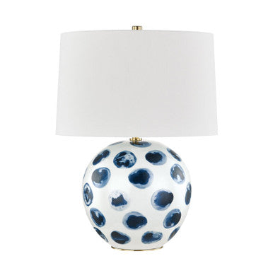 Hudson Valley Lighting Blue Point Table Lamp in White Bisque/blue Dots L1448-WH/BD