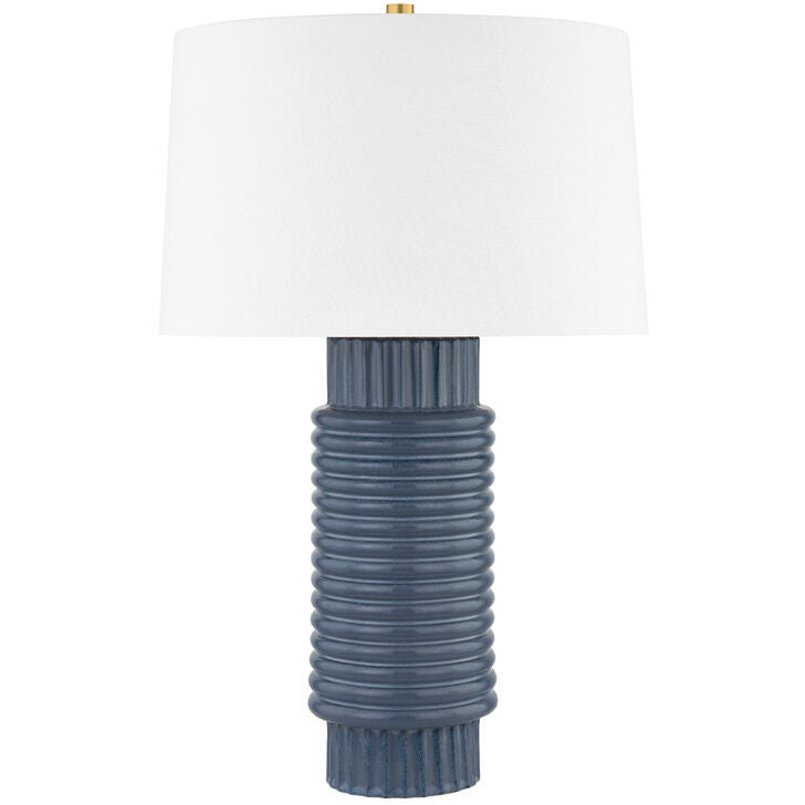 Hudson Valley Lighting Broderick Table Lamp in AGED BRASS/GREY BLUE REACTIVE CERAMIC L1956-AGB/CGR