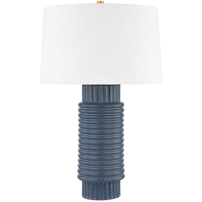 Hudson Valley Lighting Broderick Table Lamp in AGED BRASS/GREY BLUE REACTIVE CERAMIC L1956-AGB/CGR