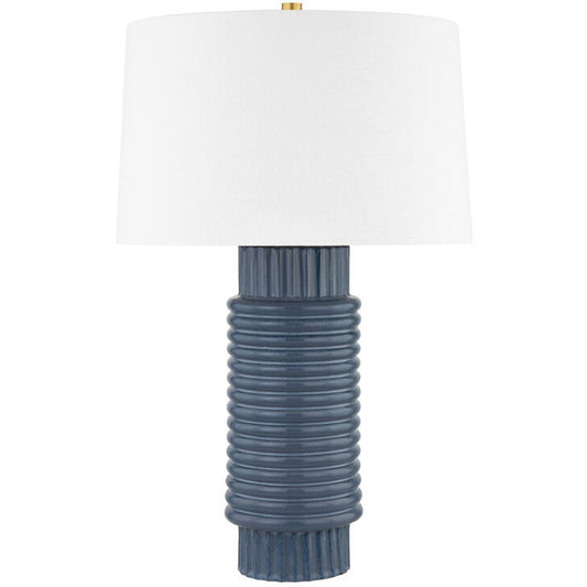 Hudson Valley Lighting Broderick Table Lamp in AGED BRASS/GREY BLUE REACTIVE CERAMIC L1956-AGB/CGR