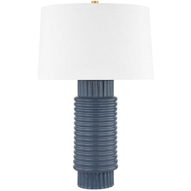 Hudson Valley Lighting Broderick Table Lamp in AGED BRASS/GREY BLUE REACTIVE CERAMIC L1956-AGB/CGR