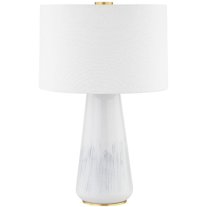 Hudson Valley Lighting Saugerties Table Lamp in AGED BRASS/GLOSS WHITE ASH CERAMIC L1958-AGB/CWA