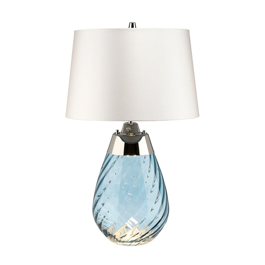 Lucas McKearn Small Lena Table Lamp in Blue with Off White Satin Shade