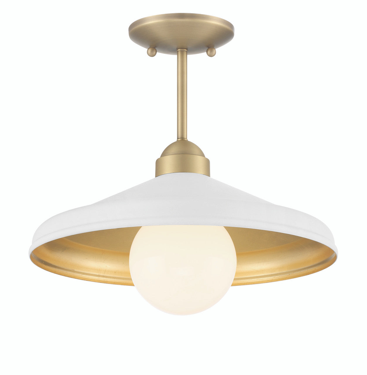 Lumanity Lighting Brooks Matte White 14" Semi-Flush Mount Ceiling Barn Light in Painted Matte White, Gold Leaf, Satin Brass  L090-0047