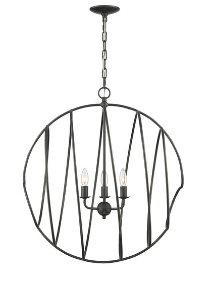 Lumanity Lighting Conduit Large 3-Light Industrial Orb Chandelier in Blacksmith  9000-2005