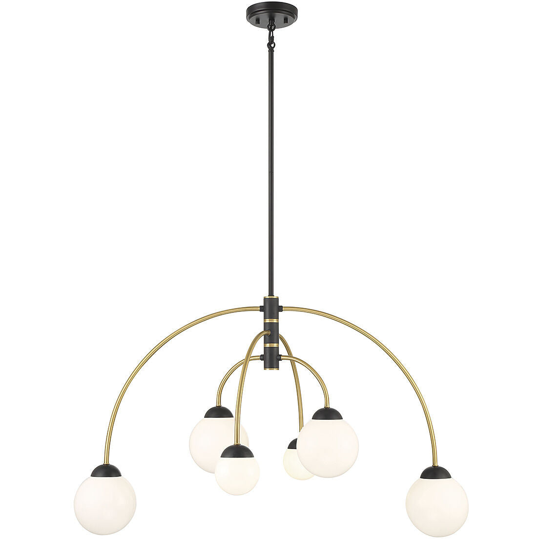 Meridian Lite Trends 6-Light Chandelier in Matte Black with Natural Brass M100114MBKNB