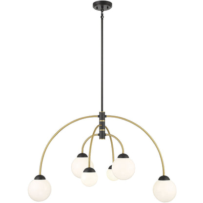 Meridian Lite Trends 6-Light Chandelier in Matte Black with Natural Brass M100114MBKNB