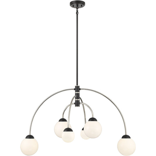 Meridian Lite Trends 6-Light Chandelier in Matte Black with Polished Nickel M100114MBKPN