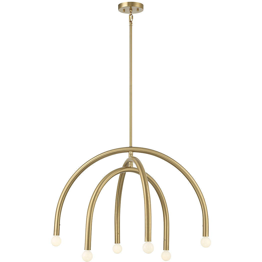 Meridian Lite Trends 6-Light Chandelier in Natural Brass M100115NB