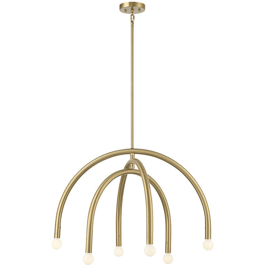 Meridian Lite Trends 6-Light Chandelier in Natural Brass M100115NB