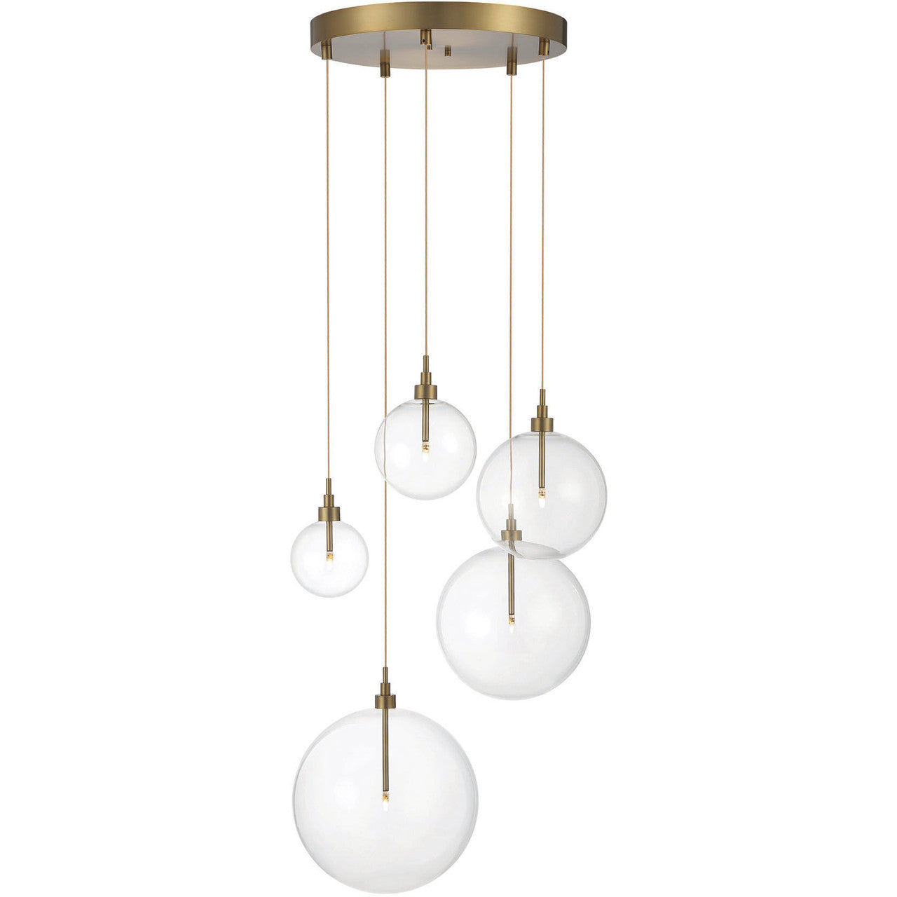 Meridian Lite Trends 5-Light Pendant in Natural Brass M10099NB