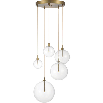 Meridian Lite Trends 5-Light Pendant in Natural Brass M10099NB