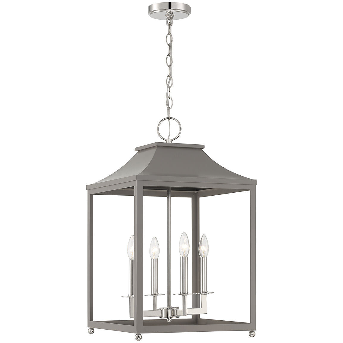 Meridian Lite Trends 4-Light Pendant in Gray with Polished Nickel M30009GRYPN