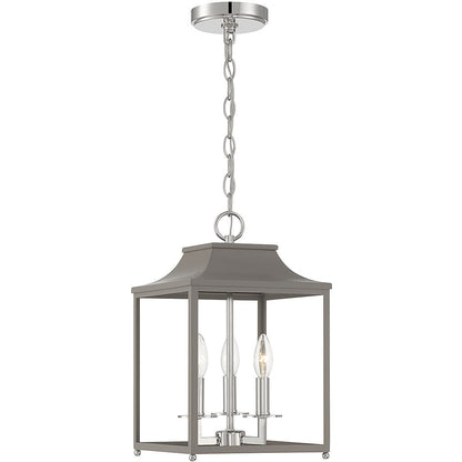 Meridian Lite Trends 3-Light Pendant in Gray with Polished Nickel M30013GRYPN