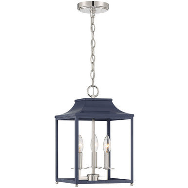 Meridian Lite Trends 3-Light Pendant in Navy Blue with Polished Nickel M30013NBLPN