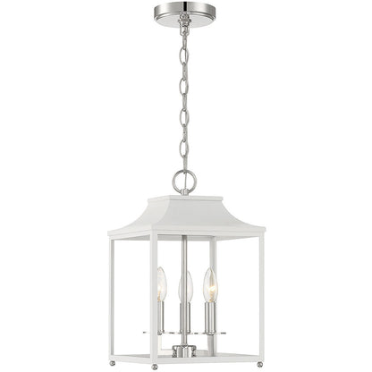 Meridian Lite Trends 3-Light Pendant in White with Polished Nickel M30013WHPN