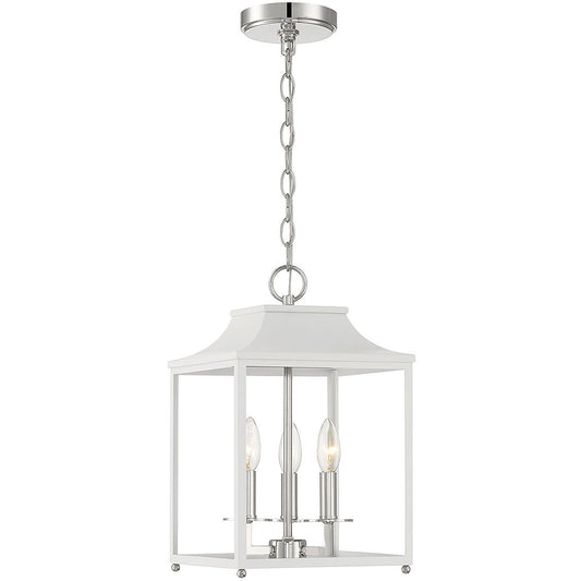 Meridian Lite Trends 3-Light Pendant in White with Polished Nickel M30013WHPN