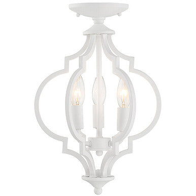 Meridian Lite Trends 3-Light Convertible Semi-Flush or Pendant in Bisque White M60055BQW