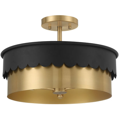 Meridian Lite Trends 3-Light Ceiling Light in Matte Black and Natural Brass M60072MBKNB