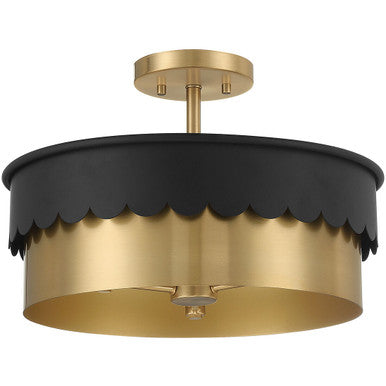 Meridian Lite Trends 3-Light Ceiling Light in Matte Black and Natural Brass M60072MBKNB