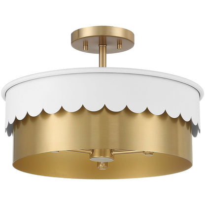 Meridian Lite Trends 3-Light Ceiling Light in White and Natural Brass M60072WHNB