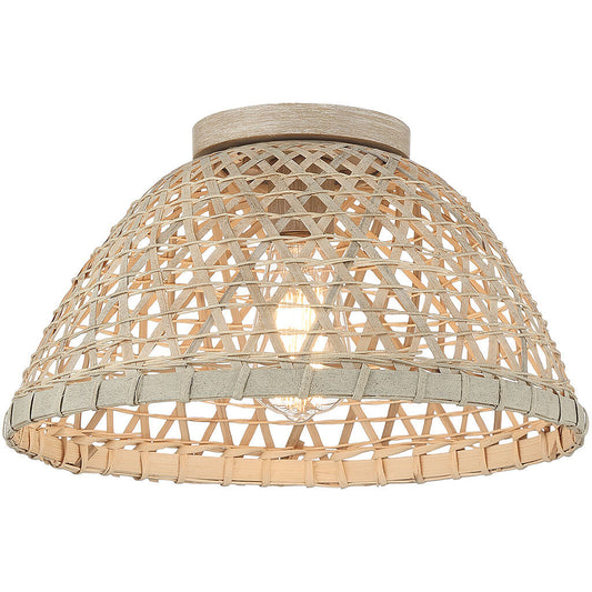 Meridian Lite Trends 1-Light Ceiling Light in Matte Black and Natural Rattan M60073NR