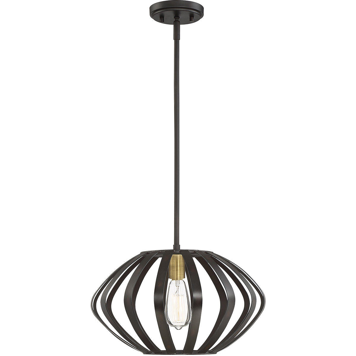 Meridian Lite Trends 1-Light Mini Pendant in Oil Rubbed Bronze with Natural Brass M70079ORBNB