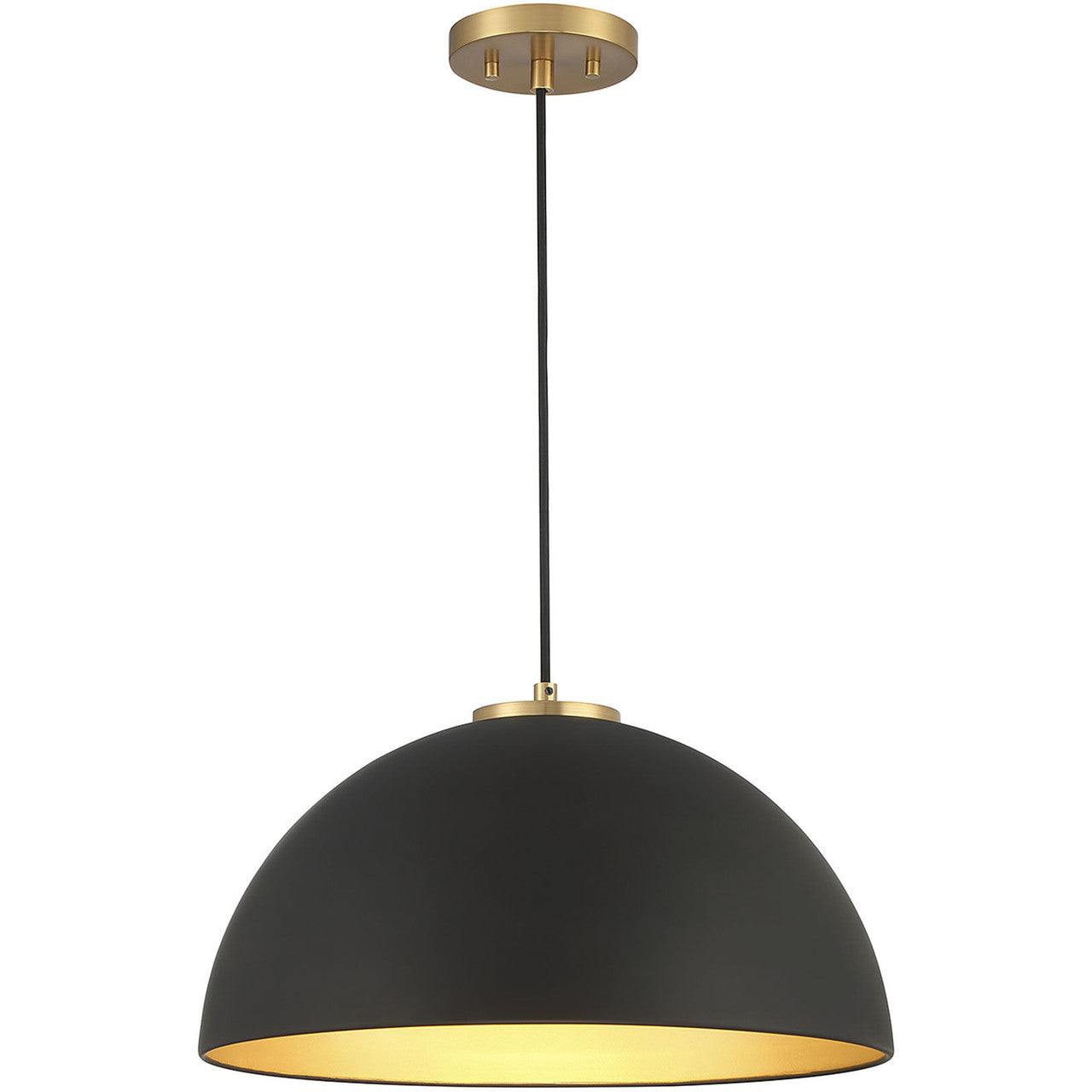 Meridian Lite Trends 1-Light Pendant in Matte Black with Natural Brass M7024MBKNB