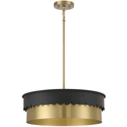 Meridian Lite Trends 4-Light Pendant in Matte Black and Natural Brass M7030MBKNB