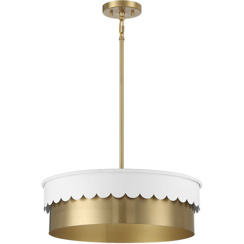 Meridian Lite Trends 4-Light Pendant in White and Natural Brass M7030WHNB