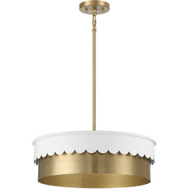 Meridian Lite Trends 4-Light Pendant in White and Natural Brass M7030WHNB