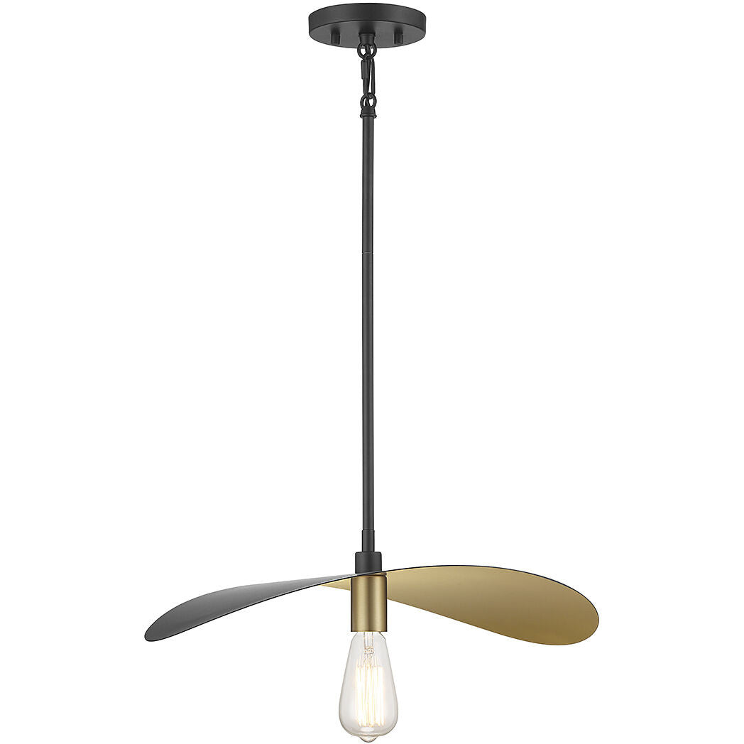 Meridian Lite Trends 1-Light Pendant in Matte Black and Painted Gold M7031MBKNB