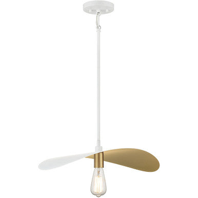 Meridian Lite Trends 1-Light Pendant in White and Painted Gold M7031WHNB