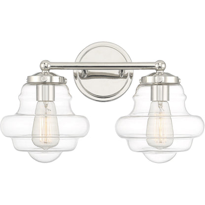 Meridian Lite Trends 2-Light Bathroom Vanity Light in Polished Nickel M80072PN