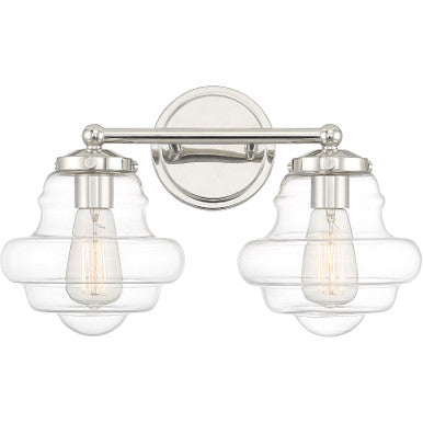 Meridian Lite Trends 2-Light Bathroom Vanity Light in Polished Nickel M80072PN