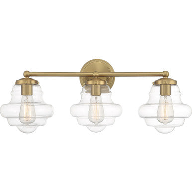 Meridian Lite Trends 3-Light Bathroom Vanity Light in Natural Brass M80073NB