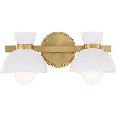 Meridian Lite Trends 2-Light Bathroom Vanity Light in Natural Brass M80074NB