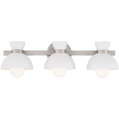 Meridian Lite Trends 3-Light Bathroom Vanity Light in Brushed Nickel M80075BN