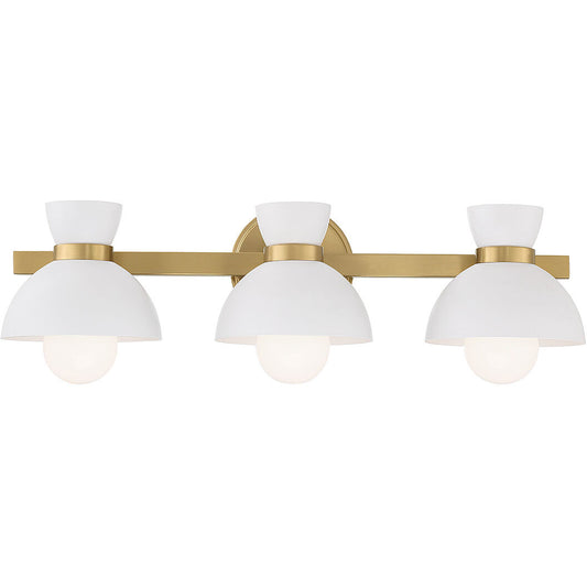 Meridian Lite Trends 3-Light Bathroom Vanity Light in Natural Brass M80075NB