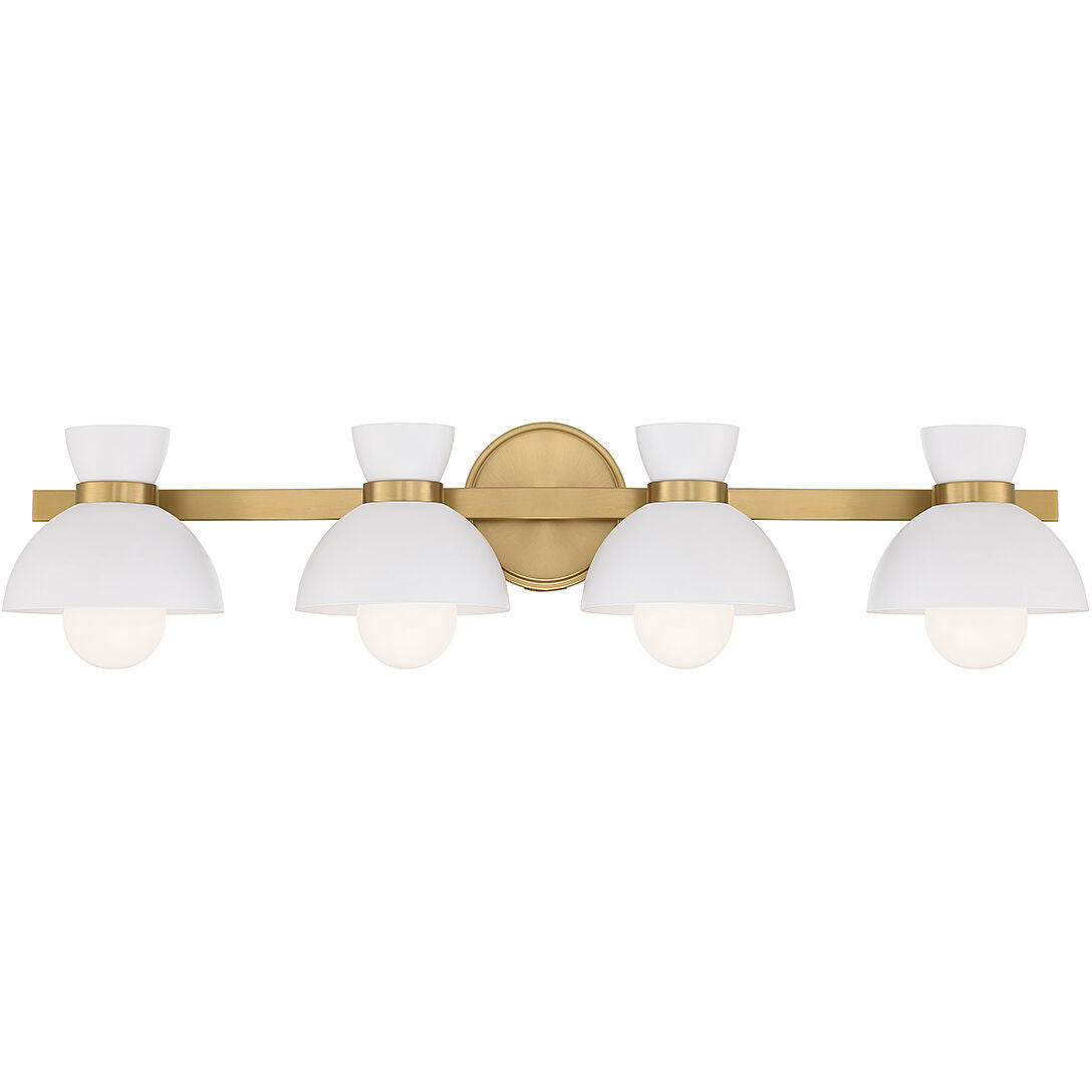 Meridian Lite Trends 4-Light Bathroom Vanity Light in Natural Brass M80076NB