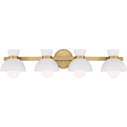 Meridian Lite Trends 4-Light Bathroom Vanity Light in Natural Brass M80076NB