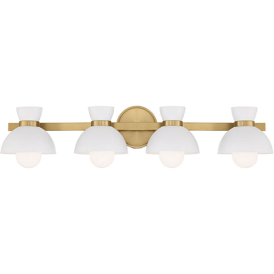 Meridian Lite Trends 4-Light Bathroom Vanity Light in Natural Brass M80076NB